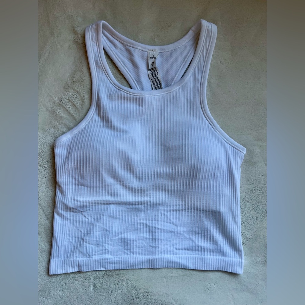 lululemon Ebb To Street Cropped Racerback Tank Top Sz 6 in White
